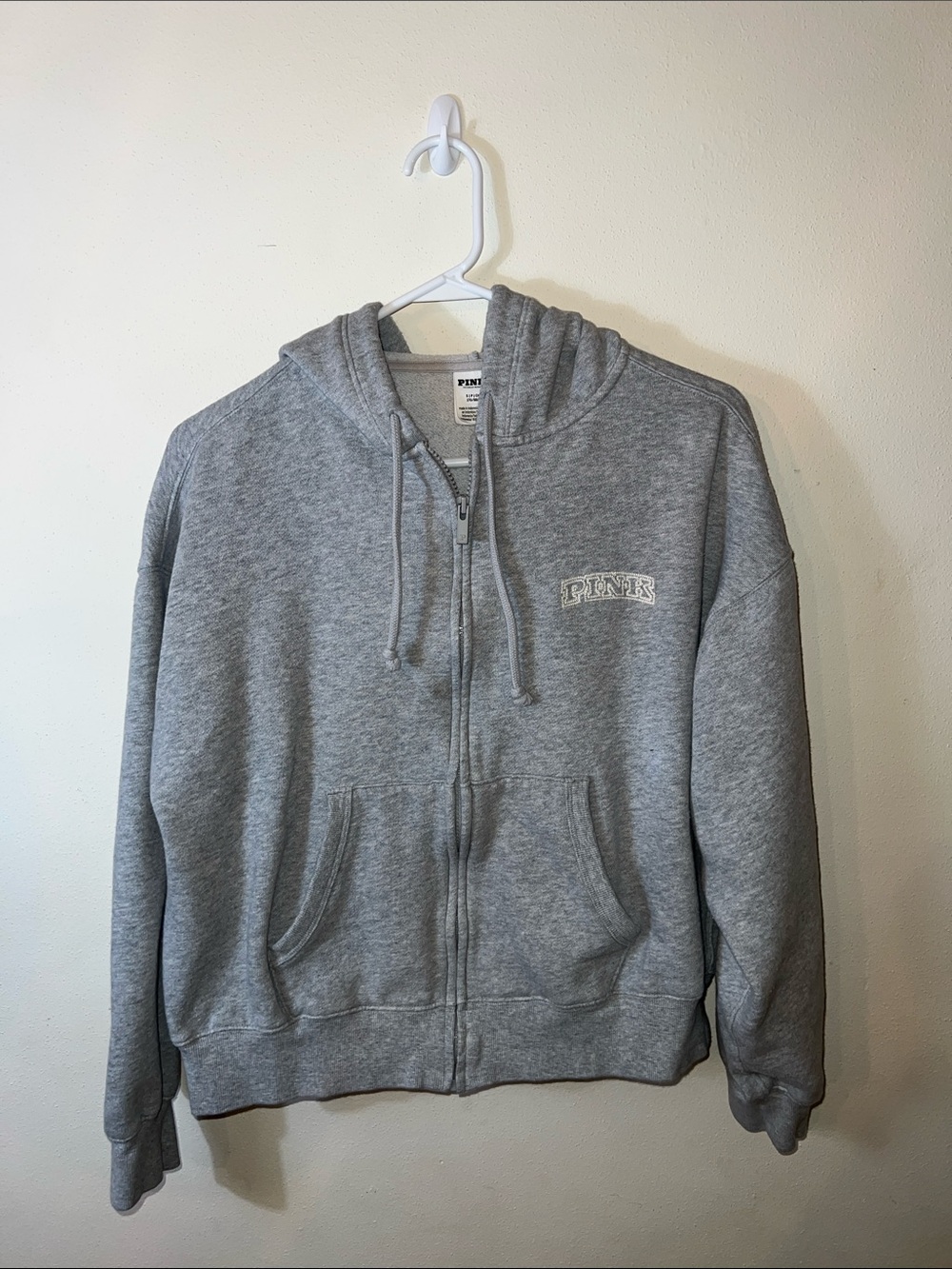 PINK Victoria's Secret Women’s Heather Gray Zip-Up Hoodie